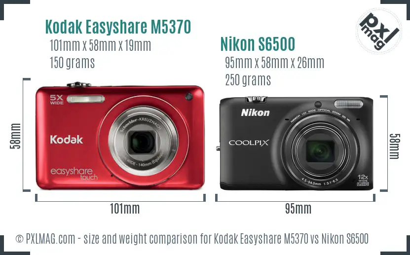 Kodak Easyshare M5370 vs Nikon S6500 size comparison Kodak Easyshare M5370 vs Nikon S6500 size comparison