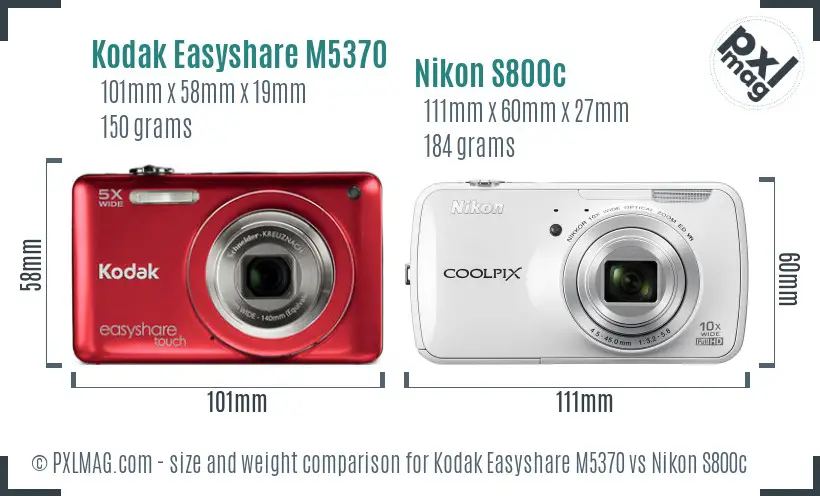 Kodak Easyshare M5370 vs Nikon S800c size comparison