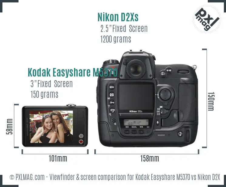 Kodak Easyshare M5370 vs Nikon D2Xs Screen and Viewfinder comparison