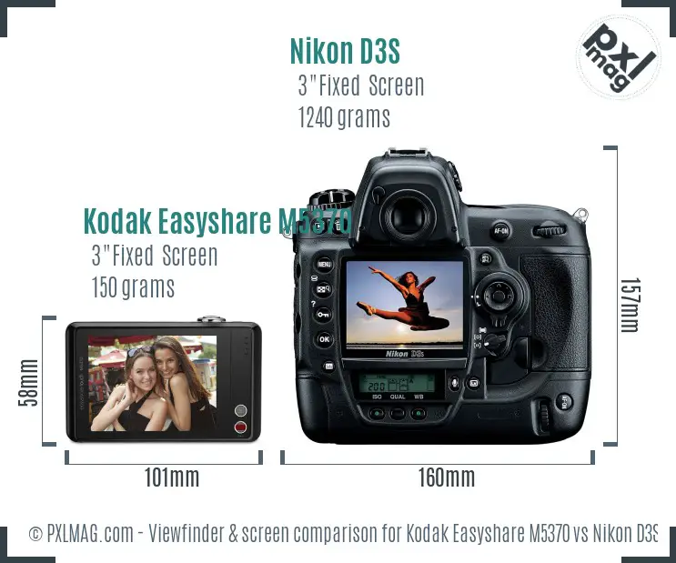Kodak Easyshare M5370 vs Nikon D3S Screen and Viewfinder comparison