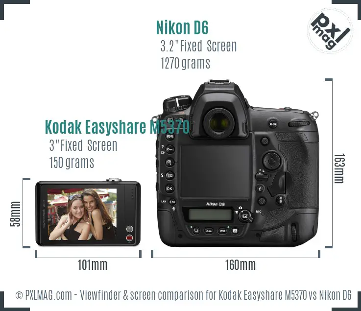 Kodak Easyshare M5370 vs Nikon D6 Screen and Viewfinder comparison