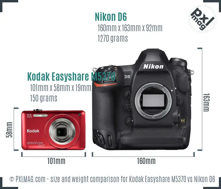 Kodak Easyshare M5370 vs Nikon D6 size comparison