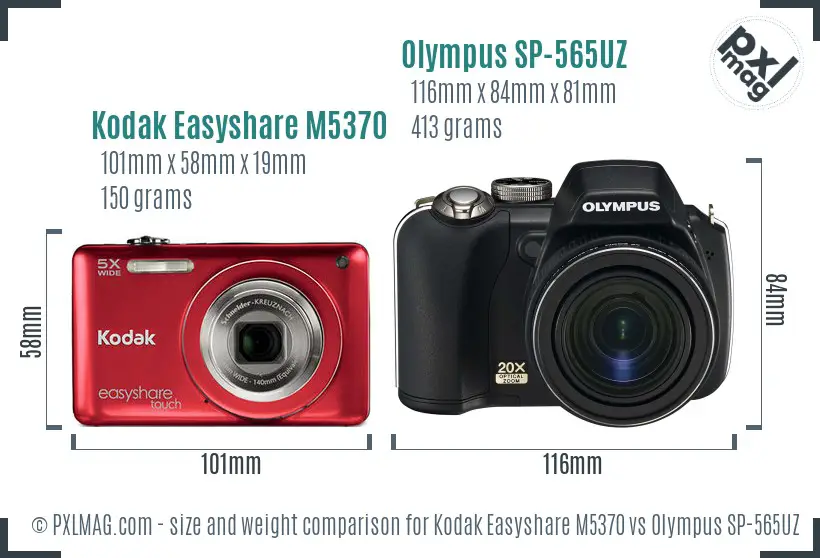 Kodak Easyshare M5370 vs Olympus SP-565UZ size comparison