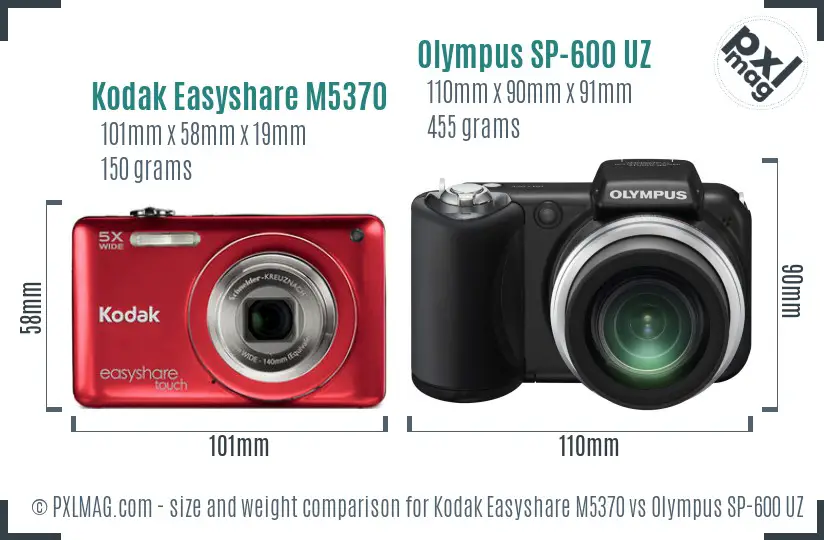 Kodak Easyshare M5370 vs Olympus SP-600 UZ size comparison
