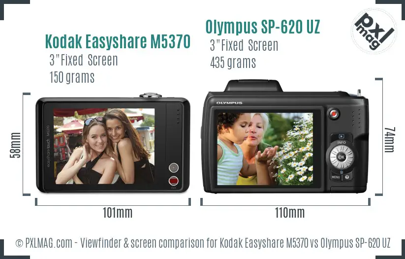 Kodak Easyshare M5370 vs Olympus SP-620 UZ Screen and Viewfinder comparison
