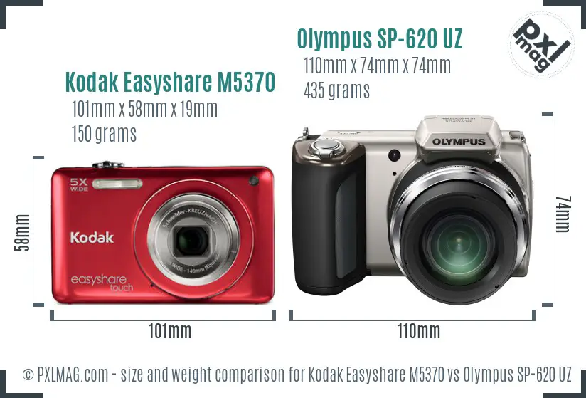 Kodak Easyshare M5370 vs Olympus SP-620 UZ size comparison