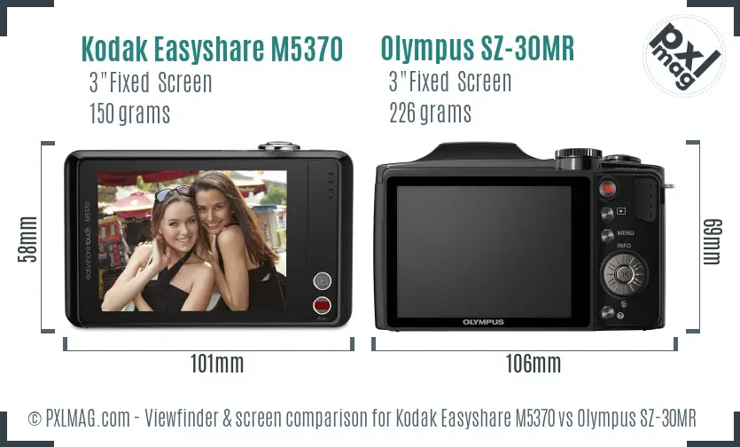Kodak Easyshare M5370 vs Olympus SZ-30MR Screen and Viewfinder comparison Kodak Easyshare M5370 vs Olympus SZ-30MR Screen and Viewfinder comparison