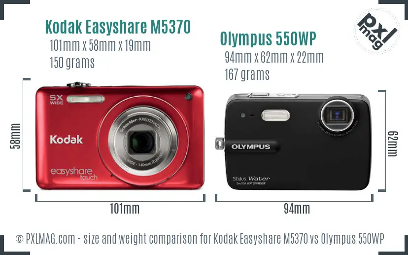 Kodak Easyshare M5370 vs Olympus 550WP size comparison Kodak Easyshare M5370 vs Olympus 550WP size comparison