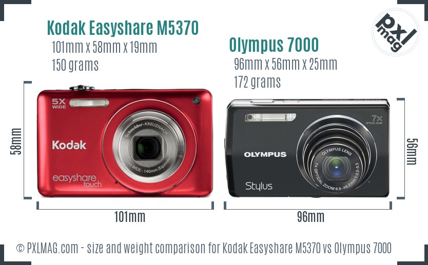 Kodak Easyshare M5370 vs Olympus 7000 size comparison
