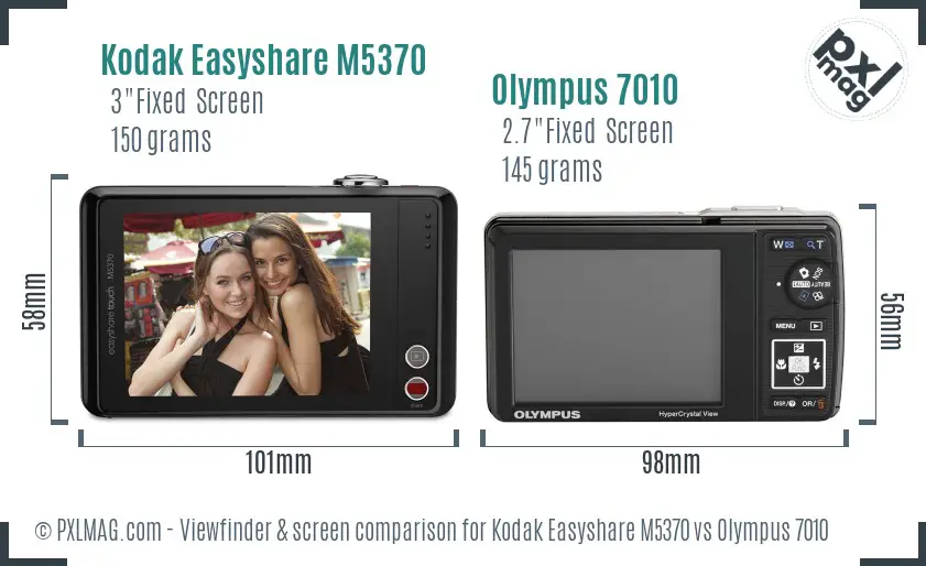 Kodak Easyshare M5370 vs Olympus 7010 Screen and Viewfinder comparison