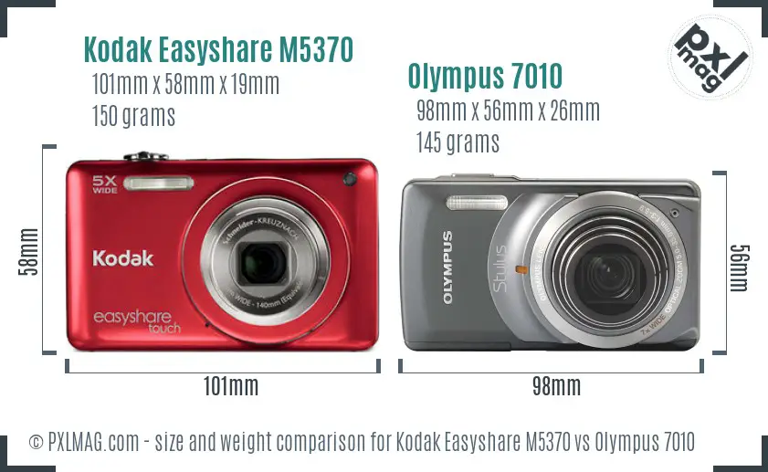 Kodak Easyshare M5370 vs Olympus 7010 size comparison