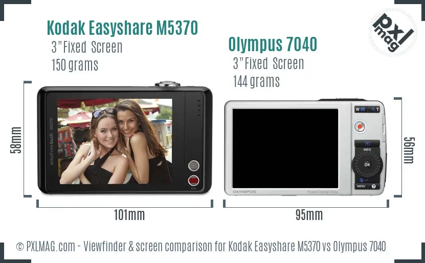 Kodak Easyshare M5370 vs Olympus 7040 Screen and Viewfinder comparison