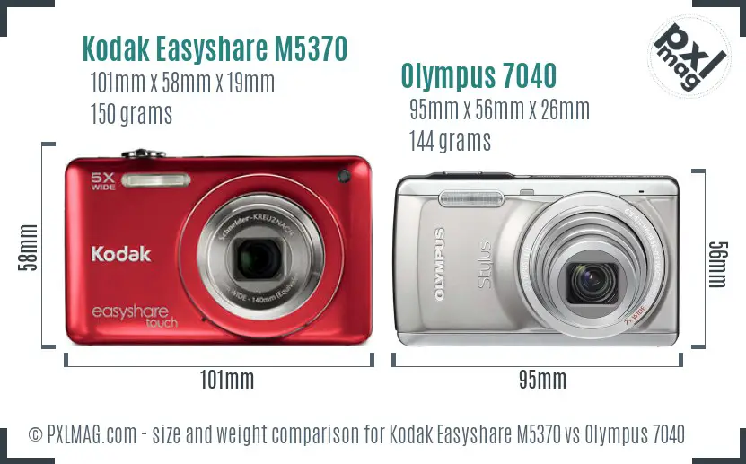 Kodak Easyshare M5370 vs Olympus 7040 size comparison