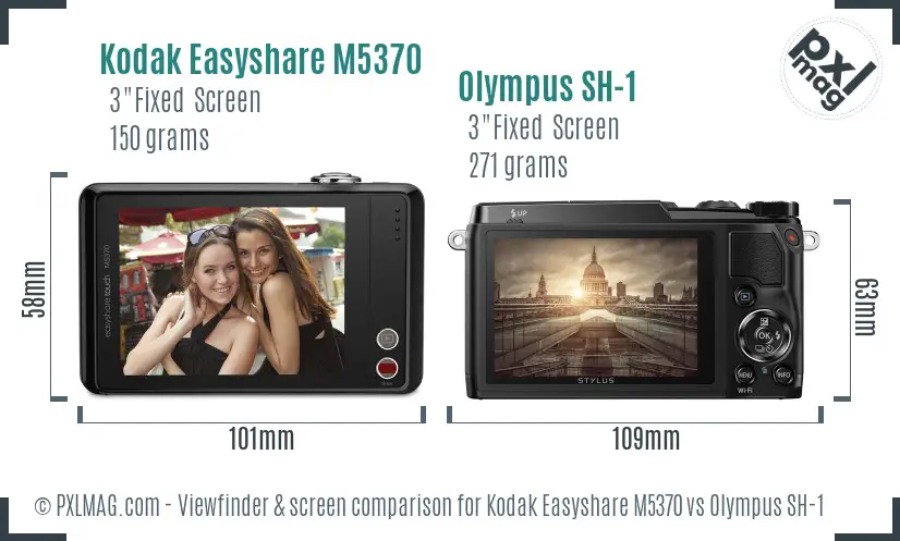 Kodak Easyshare M5370 vs Olympus SH-1 Screen and Viewfinder comparison