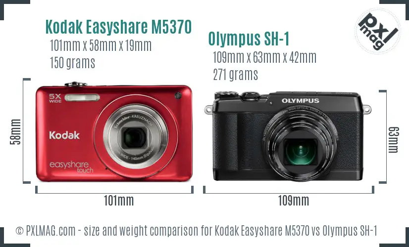 Kodak Easyshare M5370 vs Olympus SH-1 size comparison