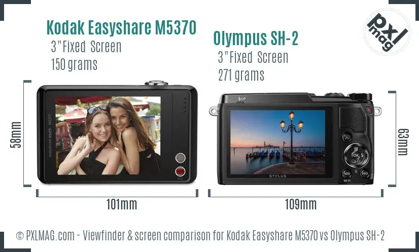Kodak Easyshare M5370 vs Olympus SH-2 Screen and Viewfinder comparison