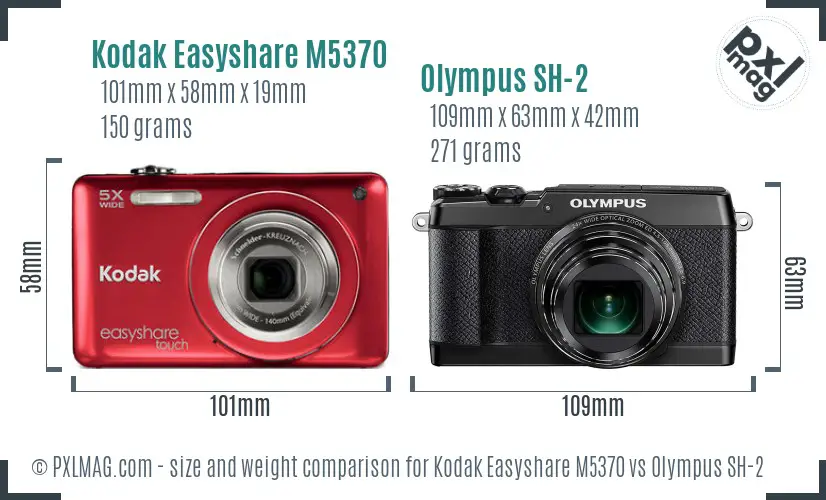 Kodak Easyshare M5370 vs Olympus SH-2 size comparison