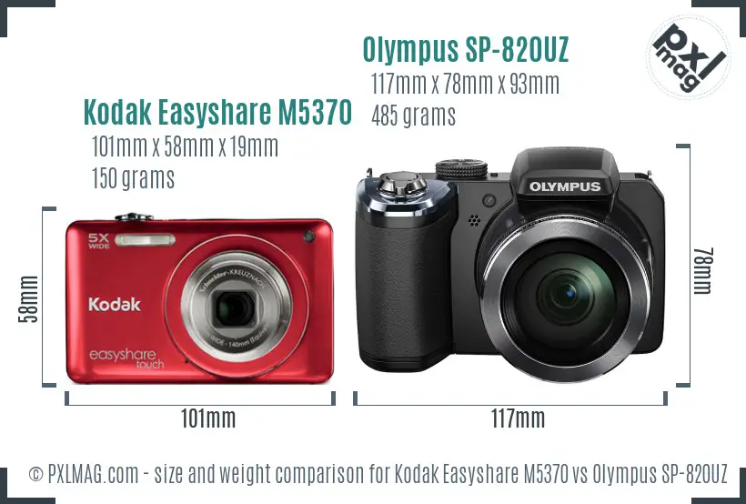 Kodak Easyshare M5370 vs Olympus SP-820UZ size comparison