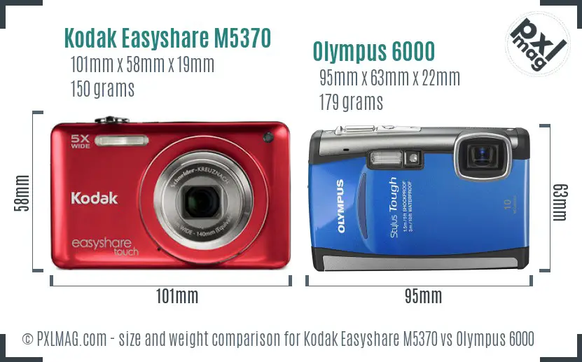 Kodak Easyshare M5370 vs Olympus 6000 size comparison