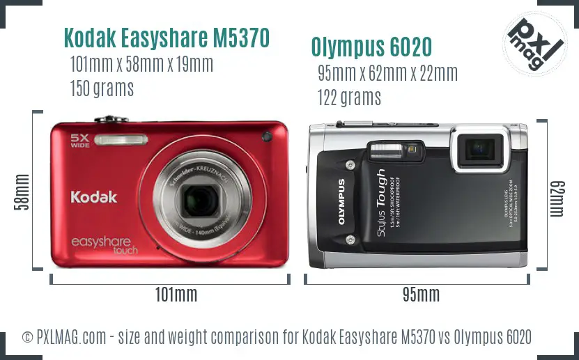 Kodak Easyshare M5370 vs Olympus 6020 size comparison