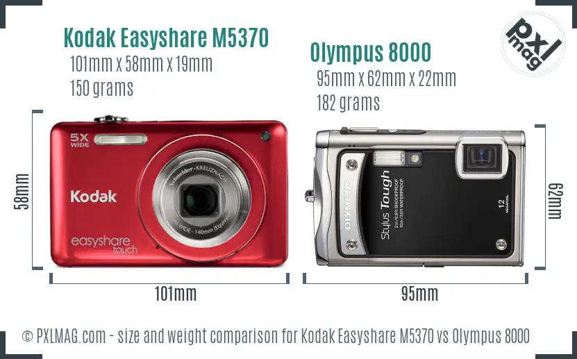 Kodak Easyshare M5370 vs Olympus 8000 size comparison Kodak Easyshare M5370 vs Olympus 8000 size comparison