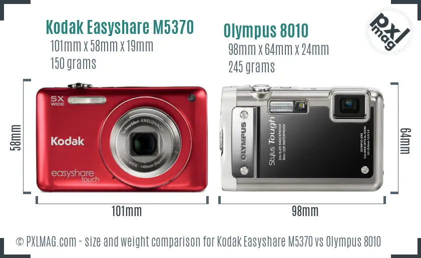 Kodak Easyshare M5370 vs Olympus 8010 size comparison