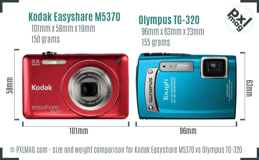 Kodak Easyshare M5370 vs Olympus TG-320 size comparison Kodak Easyshare M5370 vs Olympus TG-320 size comparison