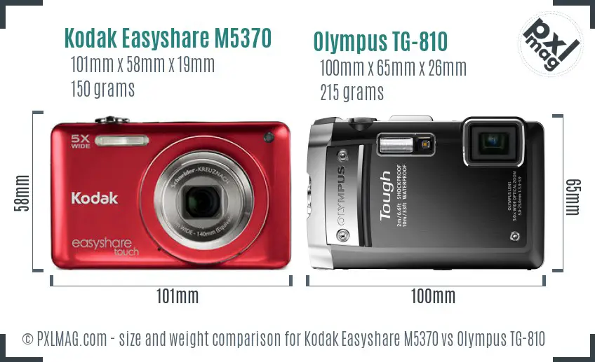 Kodak Easyshare M5370 vs Olympus TG-810 size comparison Kodak Easyshare M5370 vs Olympus TG-810 size comparison