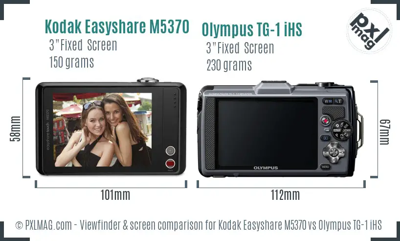 Kodak Easyshare M5370 vs Olympus TG-1 iHS Screen and Viewfinder comparison