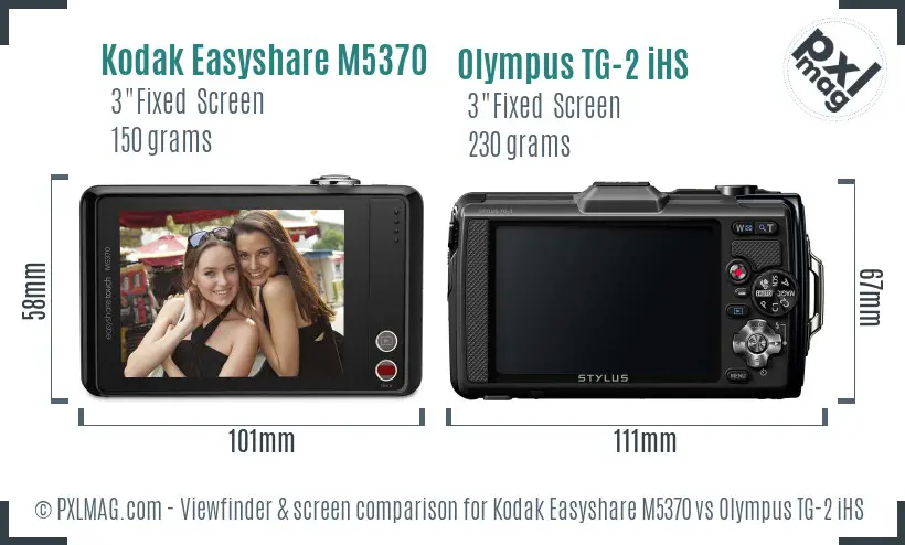 Kodak Easyshare M5370 vs Olympus TG-2 iHS Screen and Viewfinder comparison