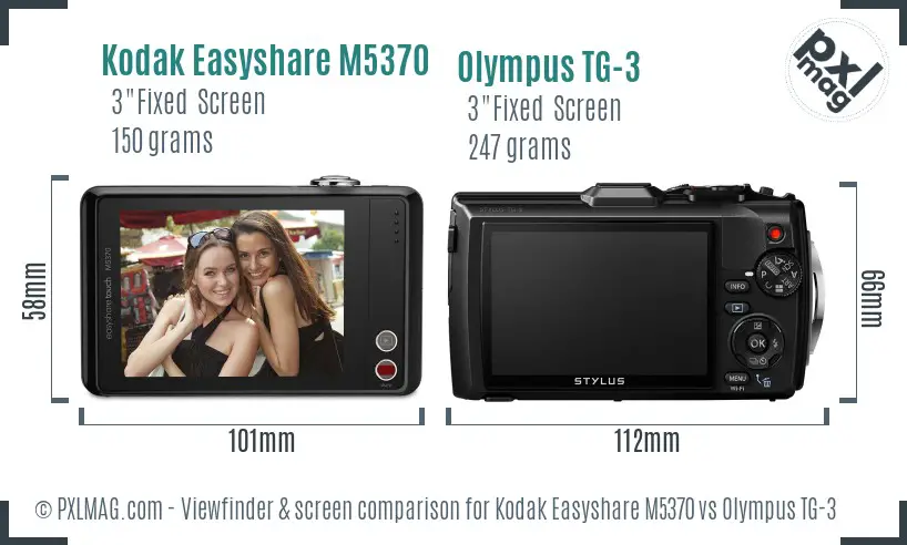 Kodak Easyshare M5370 vs Olympus TG-3 Screen and Viewfinder comparison