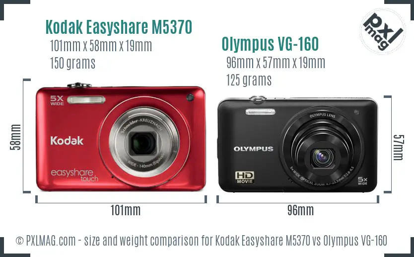 Kodak Easyshare M5370 vs Olympus VG-160 size comparison Kodak Easyshare M5370 vs Olympus VG-160 size comparison