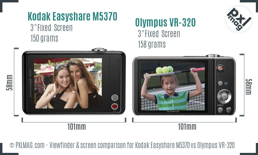 Kodak Easyshare M5370 vs Olympus VR-320 Screen and Viewfinder comparison