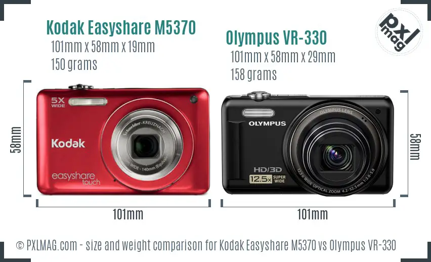 Kodak Easyshare M5370 vs Olympus VR-330 size comparison
