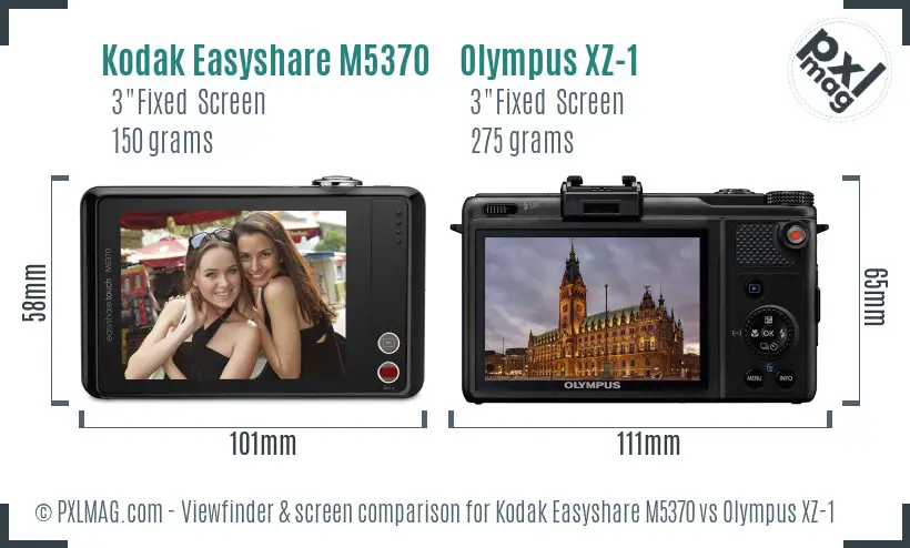 Kodak Easyshare M5370 vs Olympus XZ-1 Screen and Viewfinder comparison