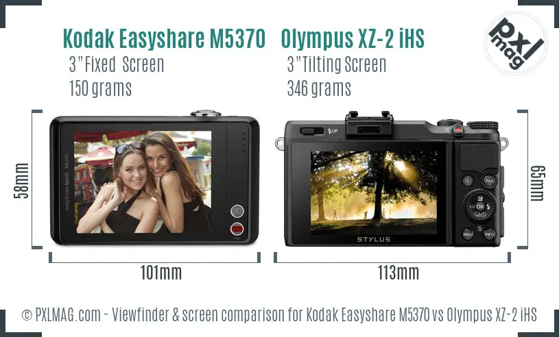Kodak Easyshare M5370 vs Olympus XZ-2 iHS Screen and Viewfinder comparison