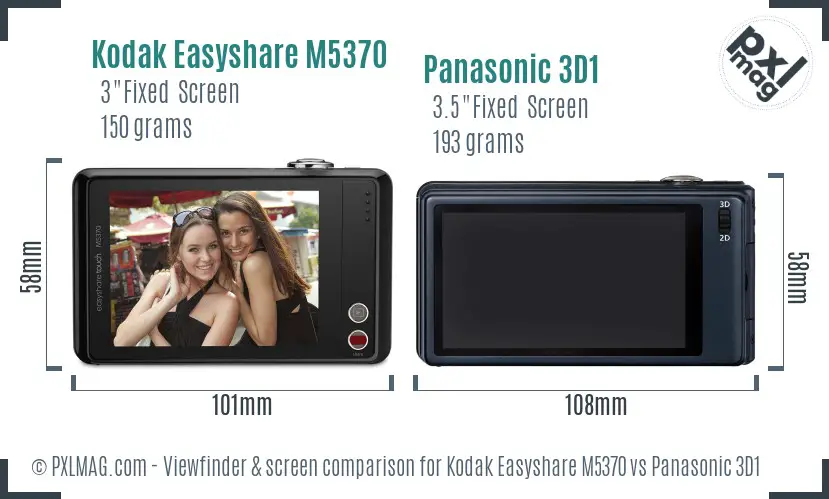 Kodak Easyshare M5370 vs Panasonic 3D1 Screen and Viewfinder comparison