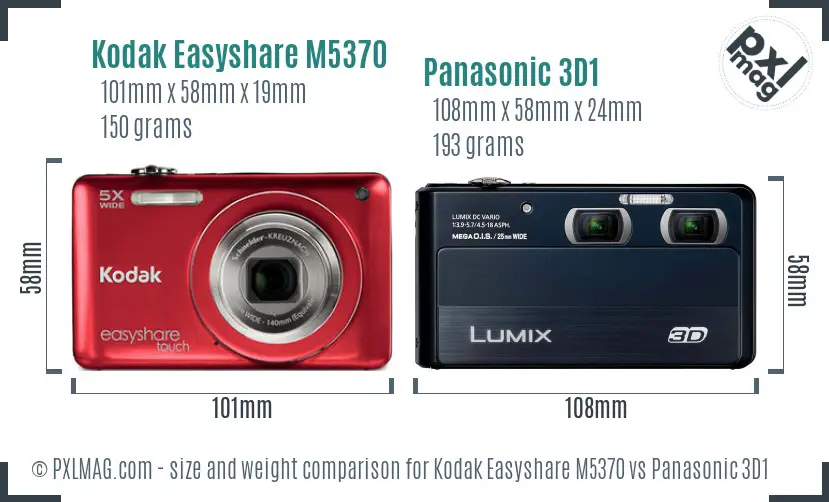 Kodak Easyshare M5370 vs Panasonic 3D1 size comparison Kodak Easyshare M5370 vs Panasonic 3D1 size comparison