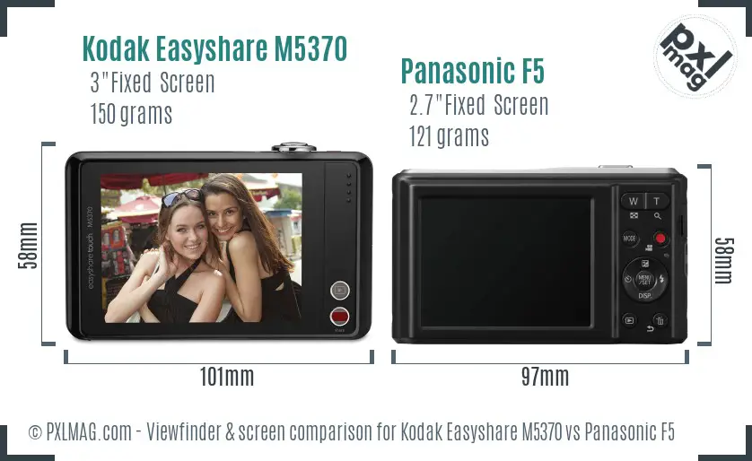 Kodak Easyshare M5370 vs Panasonic F5 Screen and Viewfinder comparison