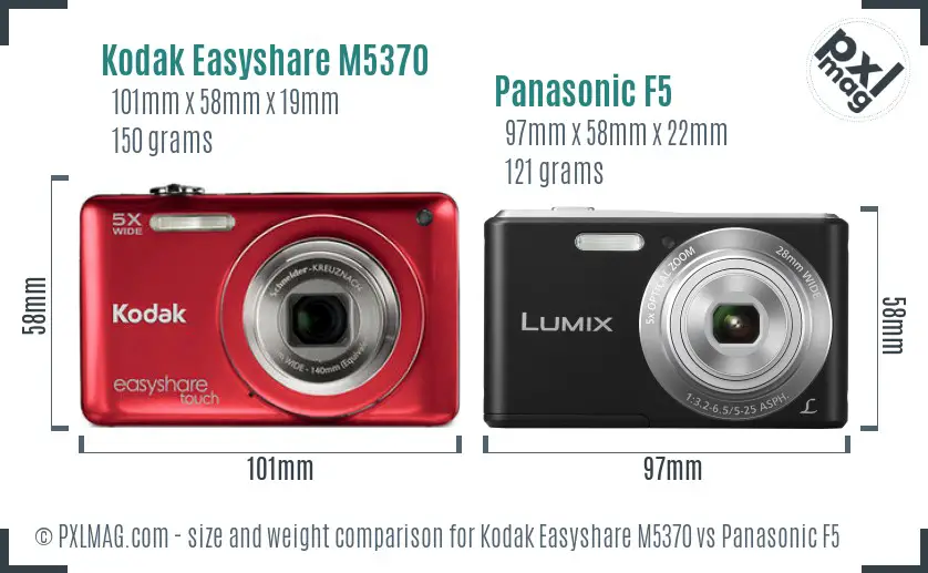 Kodak Easyshare M5370 vs Panasonic F5 size comparison