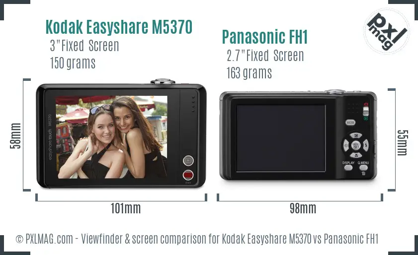 Kodak Easyshare M5370 vs Panasonic FH1 Screen and Viewfinder comparison