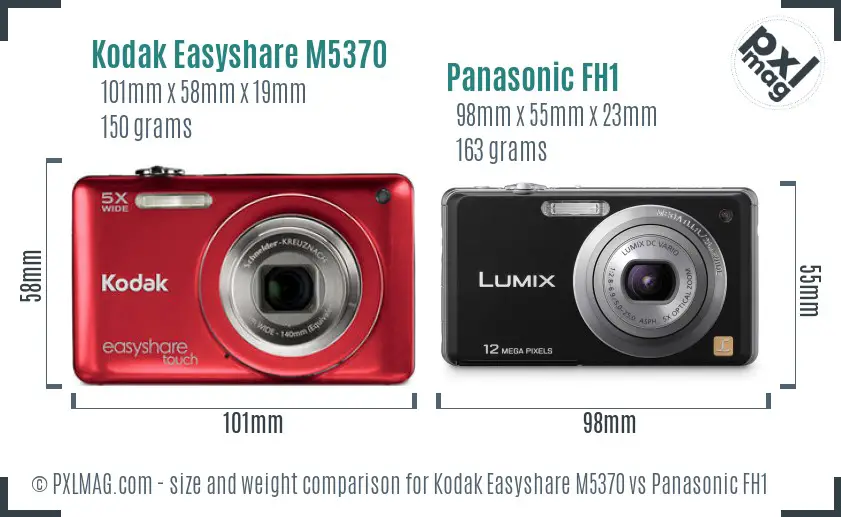 Kodak Easyshare M5370 vs Panasonic FH1 size comparison