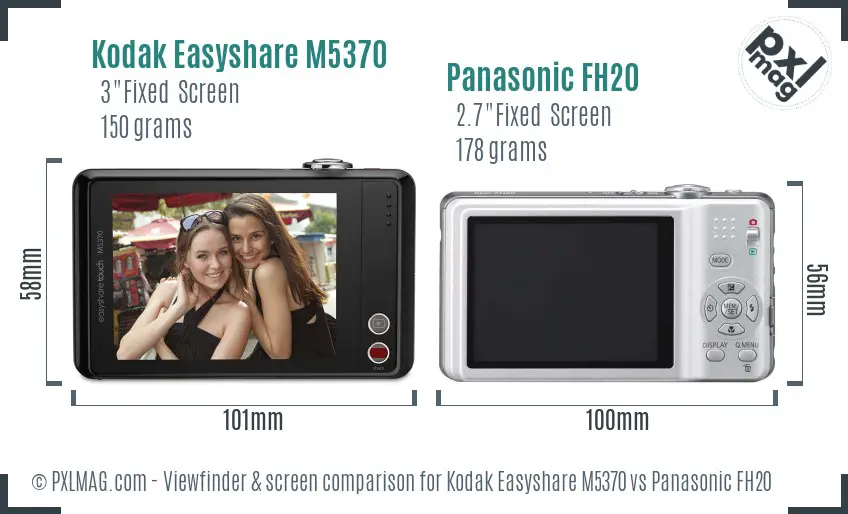 Kodak Easyshare M5370 vs Panasonic FH20 Screen and Viewfinder comparison