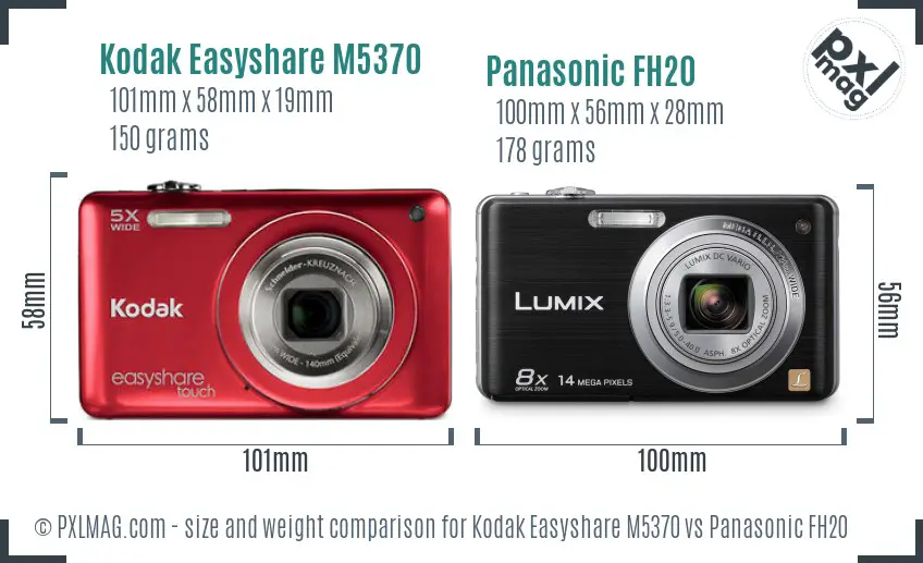 Kodak Easyshare M5370 vs Panasonic FH20 size comparison