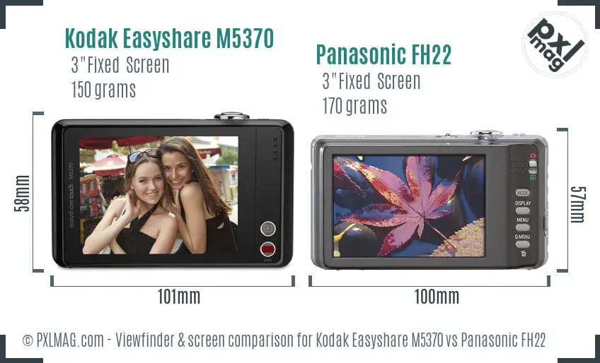 Kodak Easyshare M5370 vs Panasonic FH22 Screen and Viewfinder comparison Kodak Easyshare M5370 vs Panasonic FH22 Screen and Viewfinder comparison