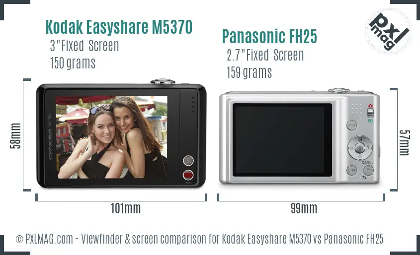Kodak Easyshare M5370 vs Panasonic FH25 Screen and Viewfinder comparison