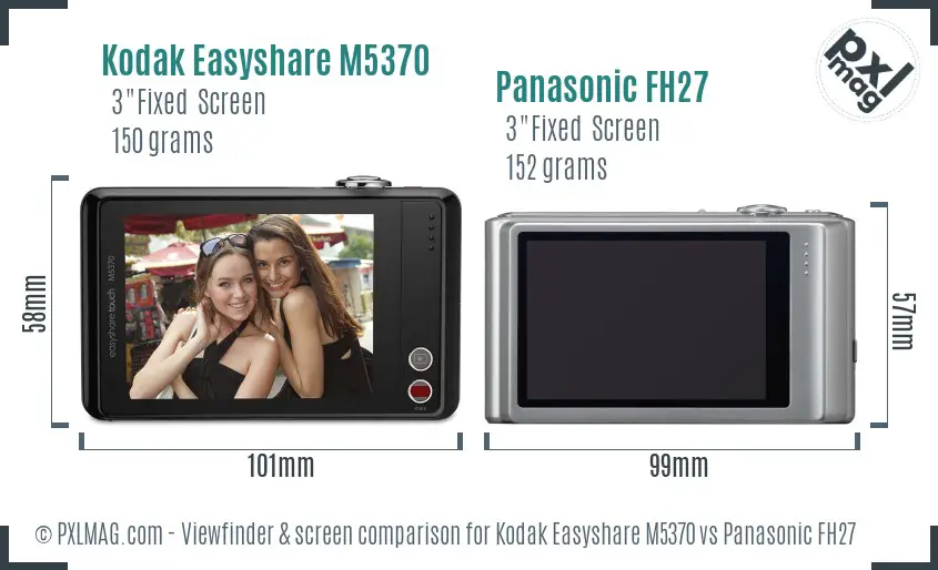 Kodak Easyshare M5370 vs Panasonic FH27 Screen and Viewfinder comparison