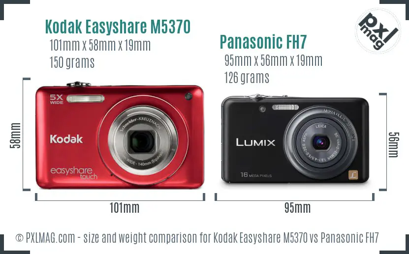 Kodak Easyshare M5370 vs Panasonic FH7 size comparison