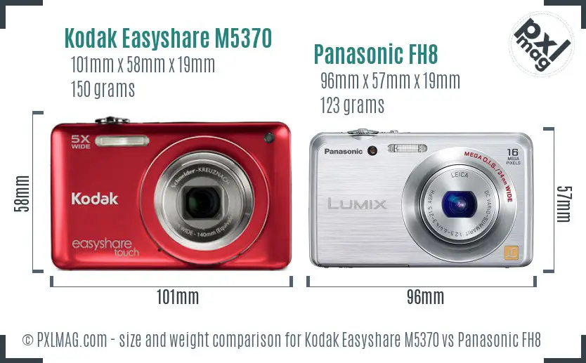 Kodak Easyshare M5370 vs Panasonic FH8 size comparison