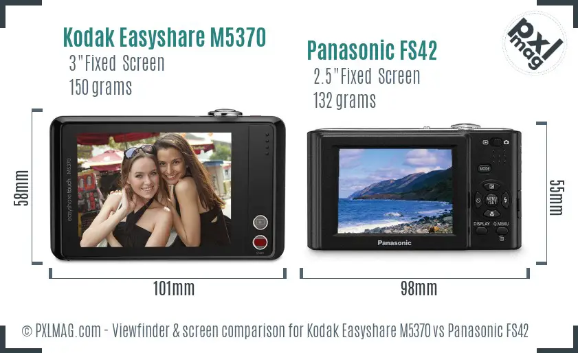 Kodak Easyshare M5370 vs Panasonic FS42 Screen and Viewfinder comparison